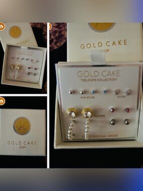 Gold Cake  shop! Delicate Studs set